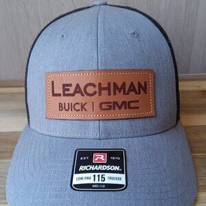Richardson-115 Low Pro Trucker Snapback Hat MD/LG Leachman Buick GMC Grey Black